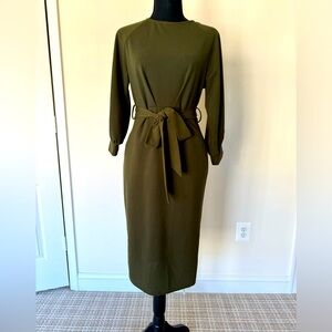 SHEIN Olive Green Pocketed Dress Sz S
